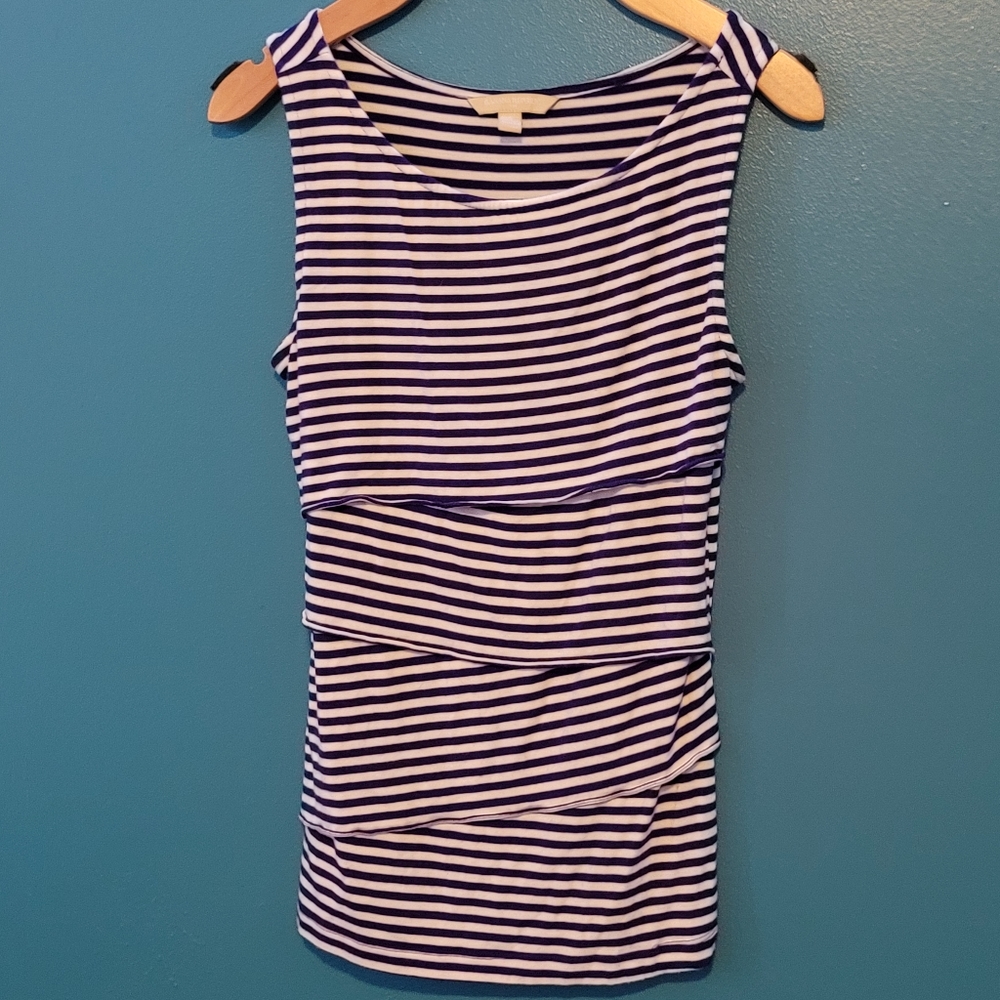 Banana Republic purple and white stripe layer top